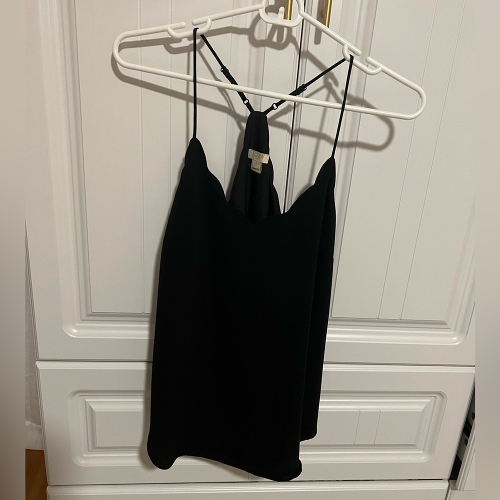 J Crew Elegant Black Women's Scalloped Top